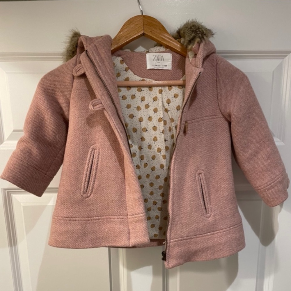 Zara Baby (Toddler) Wool Coat with Faux Fur Hood